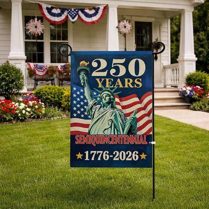 250th Anniversary USA Garden Flag for Outside 1776-2026 Patriotic American Flag Double-Sided Waterproof Yard Flag 12x18 Inch 4th of July Decorations USA 250th Merchandise God Bless America 8