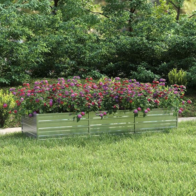 Garden Raised Bed Silver Galvanized Steel, Large 94.5x31.5x17.7 Inch Outdoor Planter for Vegetables, Herbs, Flowers