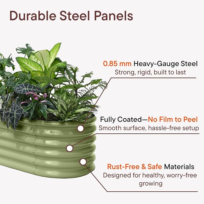 4-Pack L-Shaped Galvanized Raised Garden Beds 7x7x1.5 ft – 18” Tall Metal Planter Boxes for Garden Borders & Flexible Corner Layout Design, Outdoor Flower Bed for Vegetable - Moss Green