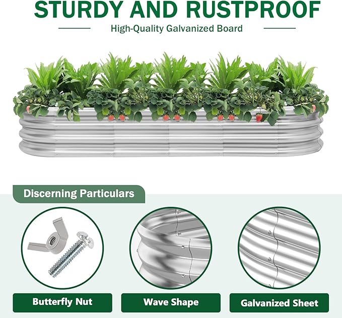 2pcs 7x2x1FT Raised Garden Beds Outdoor Kit, Galvanized Oval Planter Box, Metal Bottomless Elevated Garden Boxes Set for Planting Vegetables, Fruits, Flowers