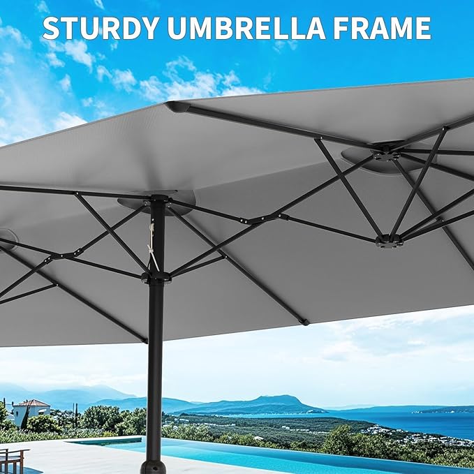 Garvee 13ft Patio Umbrella with Double Canopy, Premium Commercial Extra Large Market Umbrella for Outdoor Dining Sets, Resort Patios and Backyard Entertainment Areas, w/o Base
