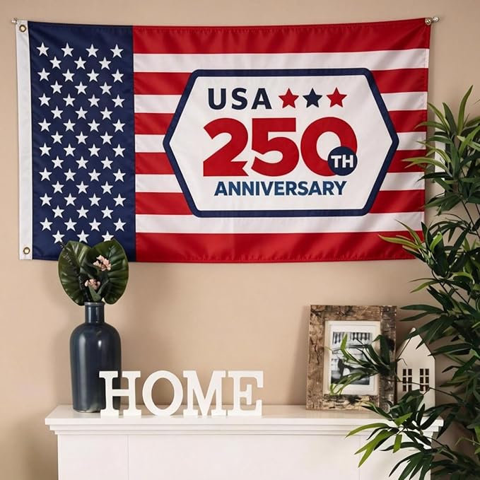 250th Anniversary USA Flag 3x5 Ft, Heavy Duty Double Sided 3-Ply, Patriotic American Flags for July 4th Independence Day Outdoor Home Porch Decor