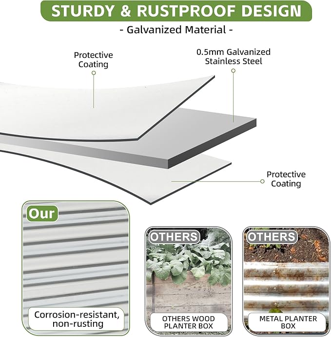 4x2x1.86ft (2 Pack) Raised Garden Bed - Galvanized Deep Root Planter Boxes Outdoor with Wing Nuts and Safety Edges for Gardening Vegetables, Flowers, Herbs, Succulents - Silver