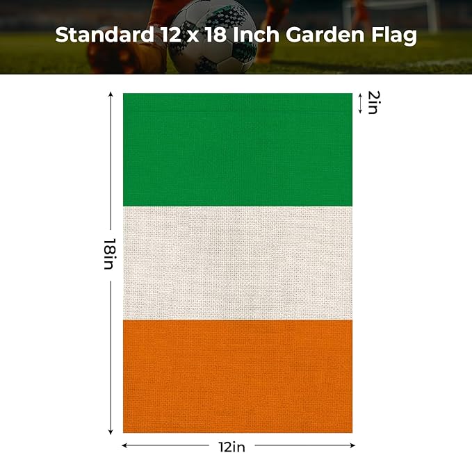 Ireland Garden Flag 12 x 18 Inch, Irish Yard Flag Double Sided Burlap Outdoor Decor for Porch, Lawn, Mailbox, National Celebrations