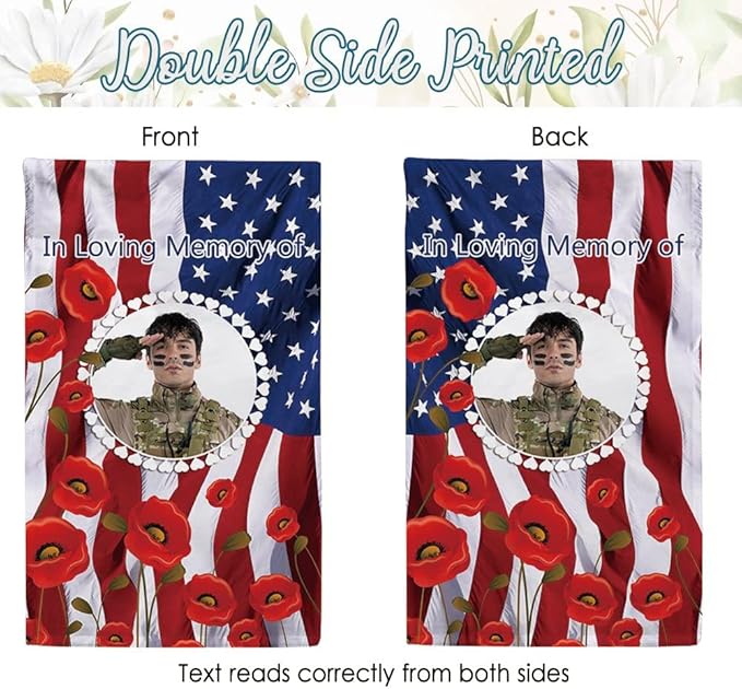 in Loving Memory of Our Hero Memorial Day Garden Flag Poppy American Patriotic 12.5 x 18 Inch Vertical Double Sized 4th of July Independence Day Yard Outdoor Decoration