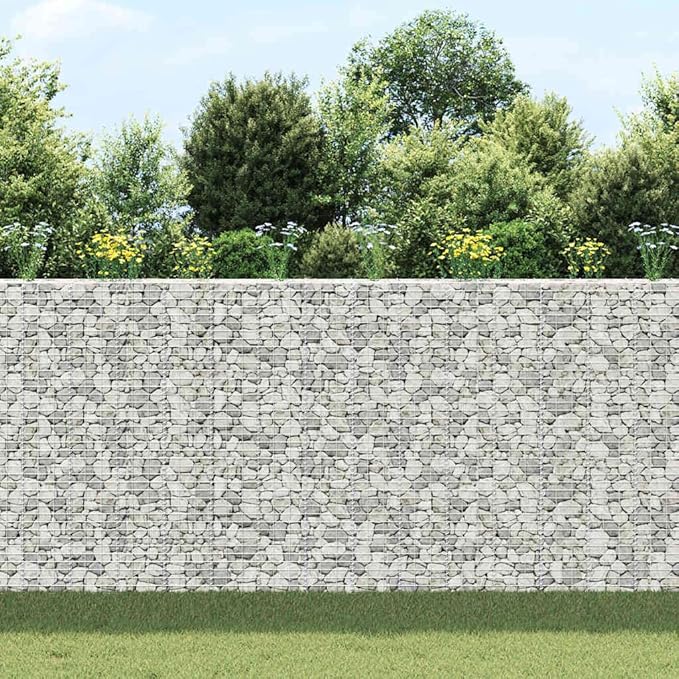 Set of 3 Gabion Raised Beds for Garden, 78.7 Inch Tall Metal Iron Flower Planter, Rust-Proof Decorative Retaining Wall for Flowers, Herbs and Vegetables, Silver