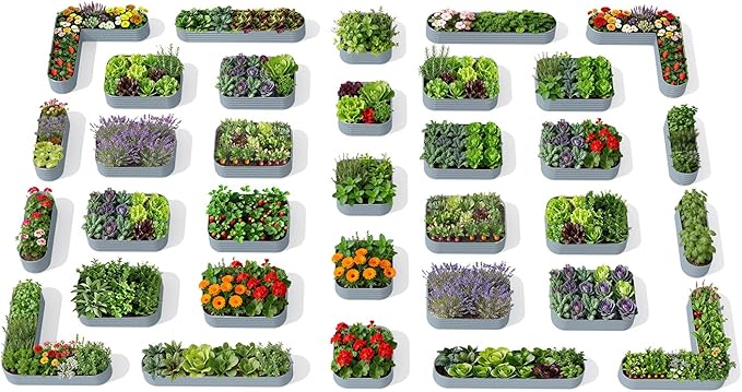 33-Pack 18” Tall Galvanized Raised Garden Beds – Community Garden Layout, Fits 1750 Sq Ft Backyard, Large Scale Growing System for Homestead Farming & Vegetable Production - Brooklyn Grey