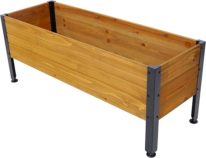 Wood Rectangular Garden Planter Box Raised Bed Outdoor, for Outdoor Plants,Elevated Herbs Vegetables Flowers Great Patio Deck Balcony