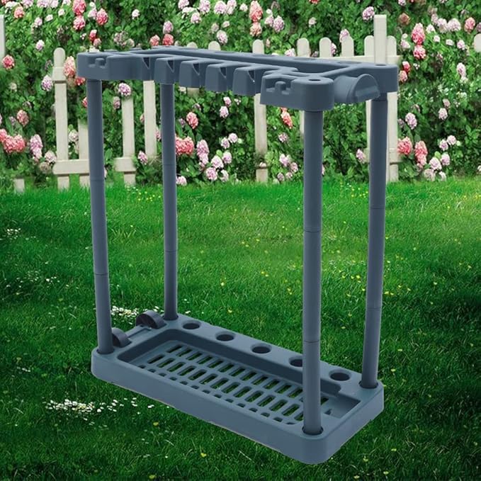 Garden Tool Organizer, Rolling Storage Rack Tower Yard Tool Organizer Cart Heavy Duty Garden Tool with Wheels Stand up to 40 Long Handled Tools for Yard, Shed, Outdoor