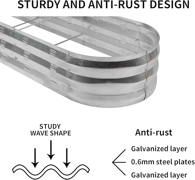 Galvanized Raised Garden Bed Outdoor 67" D x 20" W x10 H, 7 cu. ft. Planter for Outdoor Plants Large Metal Raised Garden Bed Kit