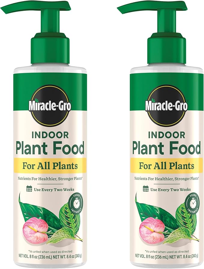 Miracle-Gro Indoor Plant Food for All Plants, Liquid Plant Food for Houseplants, Flowers, Vegetables, Herbs, and More, 8 fl. oz., 2-Pack