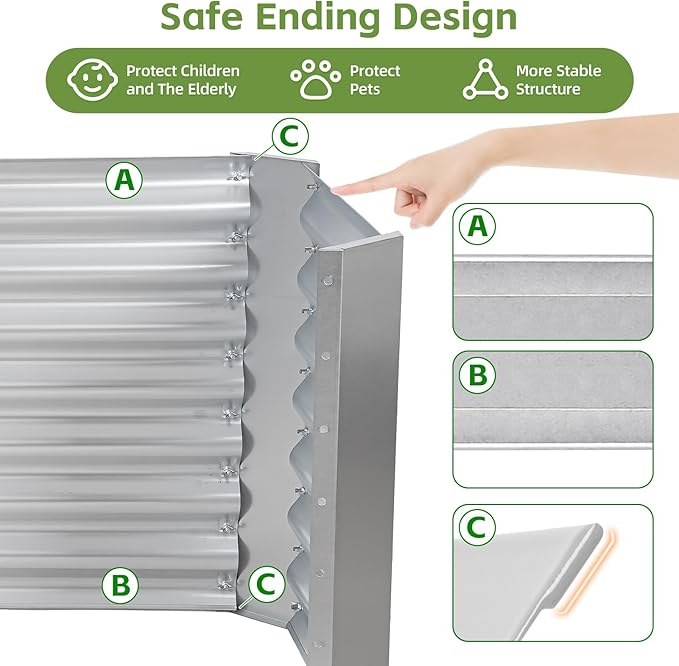 4x2x1.86ft (2 Pack) Raised Garden Bed - Galvanized Deep Root Planter Boxes Outdoor with Wing Nuts and Safety Edges for Gardening Vegetables, Flowers, Herbs, Succulents - Silver