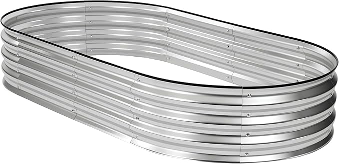 DUMOS 6x3x1ft Galvanized Raised Garden Bed, Outdoor Planter Box with Open Bottom Design, Metal Large Garden Bed for Vegetables, Herbs & Flowers, Rustproof for Backyard & Patio, Silver