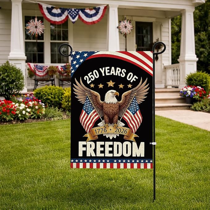 250th Anniversary USA Garden Flag for Outside 1776-2026 Patriotic American Flag Double-Sided Waterproof Yard Flag 12x18 Inch 4th of July Decorations USA 250th Merchandise God Bless America 6