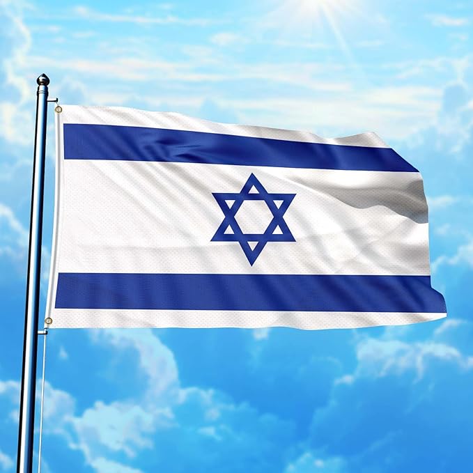 3x5 Feet Israel Israeli Flag Outdoor Gardens Man Cave College Car Decor Double Stitched Edges Vivid Colors and Polyester Fabric Israel Flag With 2 Brass Grommets (pk6)