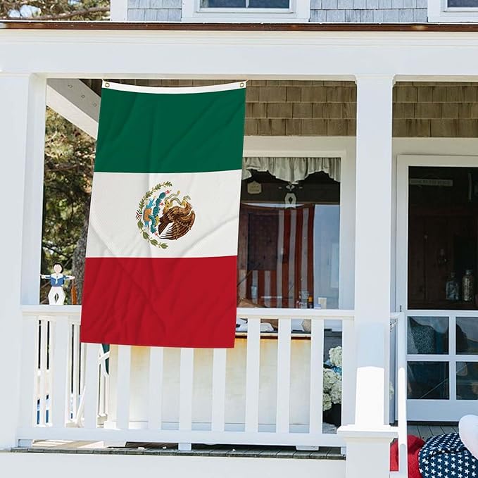 3x5 Feet Mexico Flag Outdoor Gardens Man Cave College Car Decor Double Stitched Edges Vivid Colors and Polyester Fabric Mexican National Flags With 2 Brass Grommets (pk5)