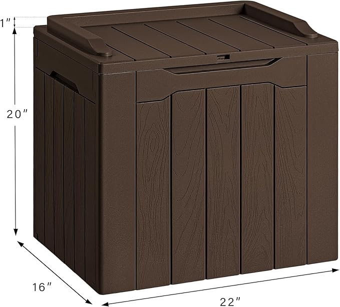 Devoko 30 Gallon Resin Deck Box Outdoor Indoor Waterproof Storage Box for Patio Furniture Pool Accessories Storage for Cushion Garden Tools (30 Gallon, Brown)