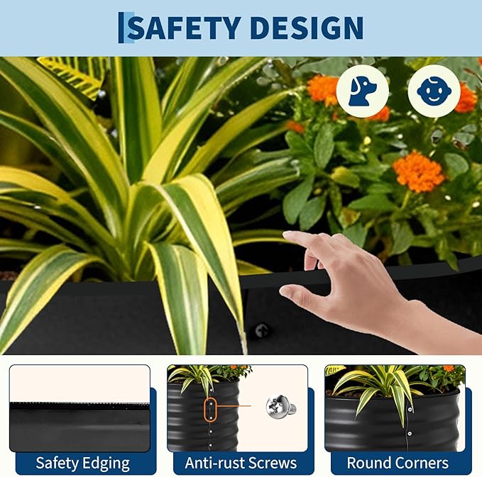 Garvee Galvanized Raised Garden Bed Outdoor, 6x3x1 ft Metal Planter Box for Flowers Vegetables, Rust-Resistant Raised Garden Beds for Gardening, Easy Assembly Outdoor Garden Box & Planters, Gray