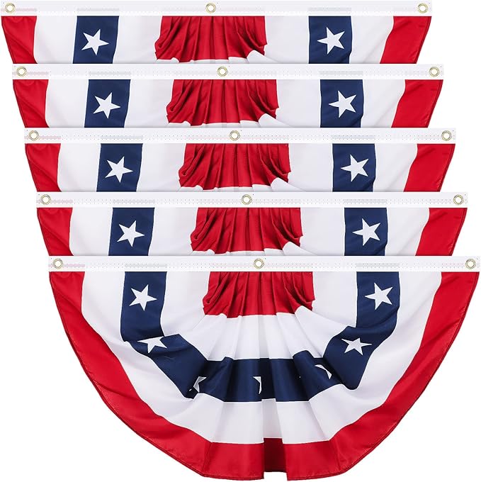 Tatuo 5 Pcs 2 x 4 Feet 250th Anniversary Pleated Fan Flags, 4th of July Patriotic Decorations American USA Bunting Flag Stars and Stripes Banner for Independence Day Memorial Day
