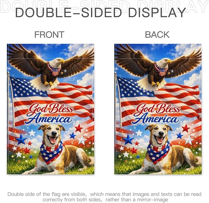 Patriotic Greyhound Garden Flag 12x18 Inch,American Independence Day Outdoor Yard USA Flag Funny Animal,Red White Blue 4th of July Lawn Porch Double Sided Outside Decor