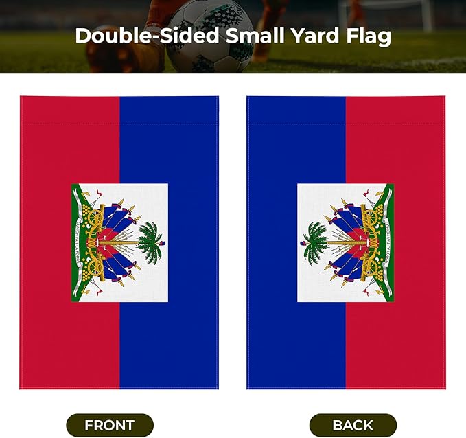 Haiti Garden Flag 12 x 18 Inch, Haitian Yard Flag Double Sided Burlap Outdoor Decor for Porch, Lawn, Mailbox, National Celebrations