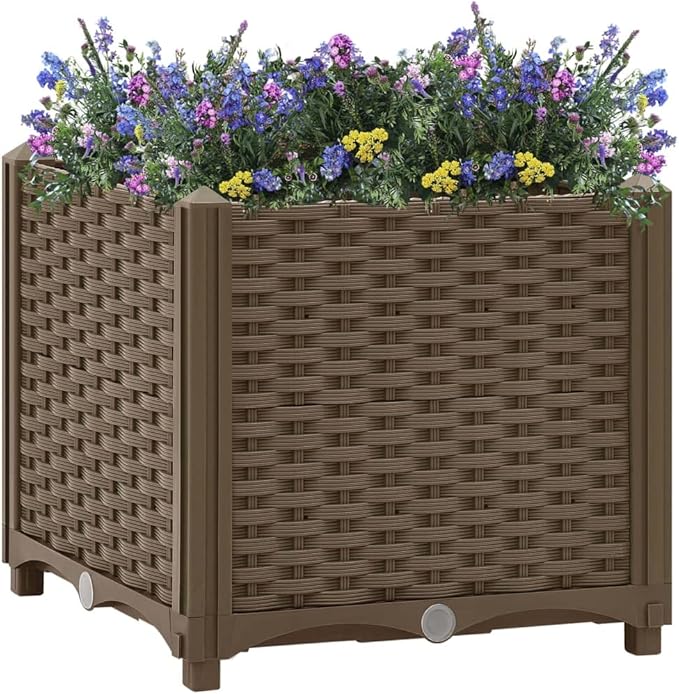 Raised Bed 15.7"x15.7"x15" Polypropylene,Raised Garden Bed,Outdoor Planters for Flower Herb Garden