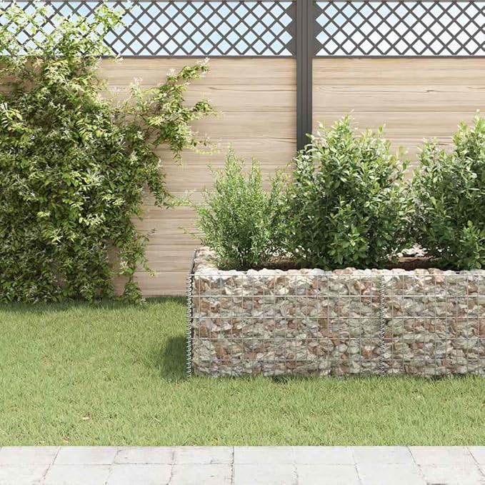 Gabion Raised Bed, Silver Galvanized Steel Planter Box, Large Outdoor Garden Bed, 141.7x141.7x19.7 inch, Heavy-Duty Construction for Outdoor Plants