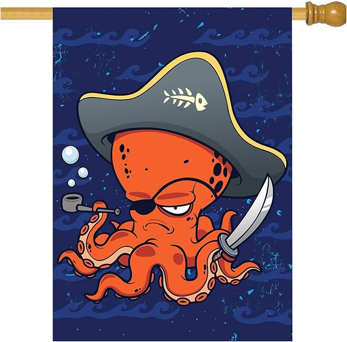 Pirate Octopus Garden Flag 28 X 40 In Outdoor Gifts Sea Mini Yard House Flags Farmhouse Sign For Home Garden Decoration Banner