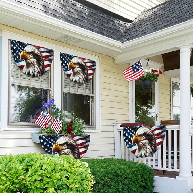 American Flag Patriotic Eagle American Non-Pleated Fan Flag TQN2879FL, 1.5x3 ft, 2 Pack Suitable for Outdoor and Indoor