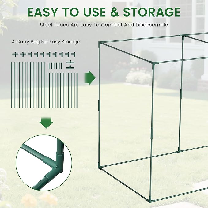 Galvanized Raised Garden Bed with Crop Cage Plant Protection Net Tent Kit for Garden Plant, 82.7"x43.3"x 59" Plants Protection Tent Cage Metal Planter Box Bottomless Planting Vegetables Outdoor