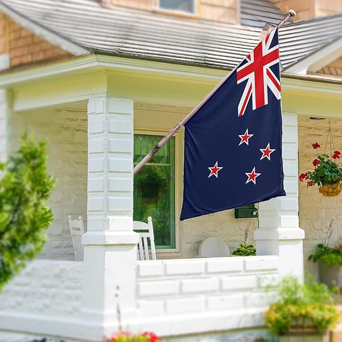 ASUNO New Zealand Flag 3 × 5 Feet Polyester Kiwi National Banner with 2 Brass Grommets Double Side Vivid Color Fade Resistant for Outside Garden Lawn Patio
