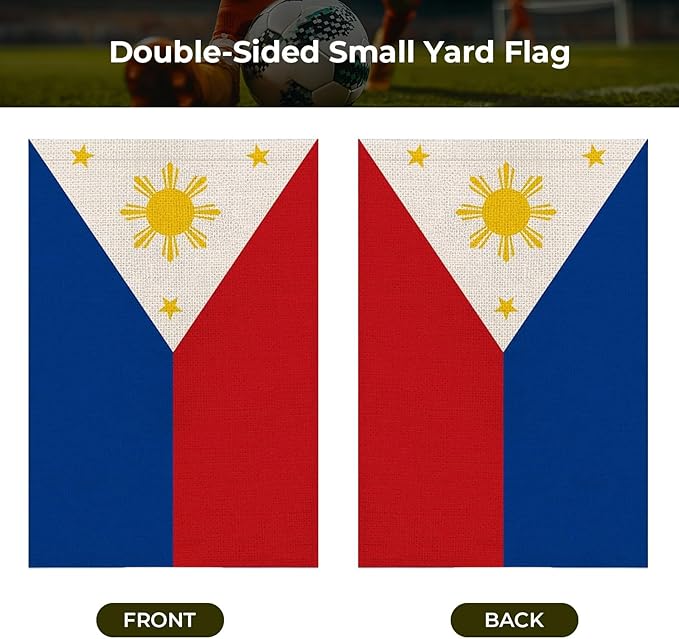 The Philippines Garden Flag 12 x 18 Inch, Filipino Yard Flag Double Sided Burlap Outdoor Decor for Porch, Lawn, Mailbox, National Celebrations