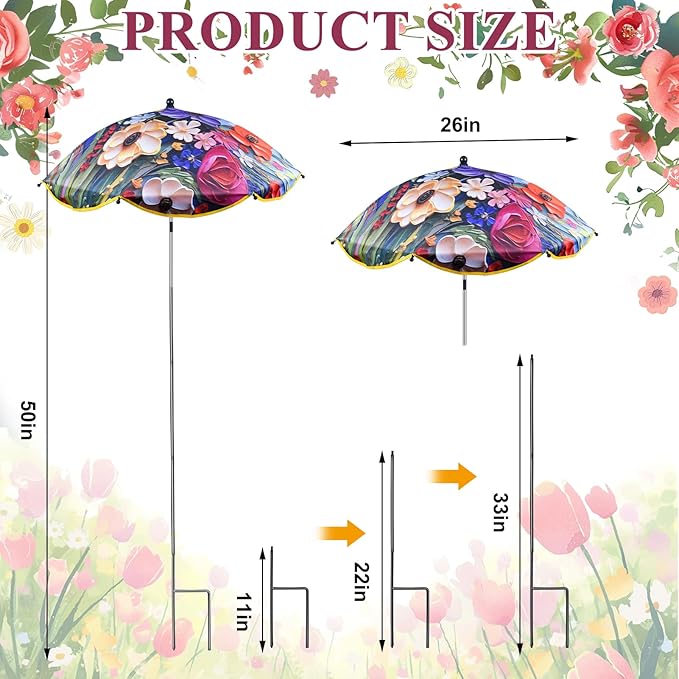 Plant Umbrellas for Outdoor Plants 50inch Higher 26inch Canopy Adjustable Angles Plant Shade Umbrella Sturdy Garden Shade Cover Sun Protection Umbrella for Potted Plants Garden Bed Flower Pot