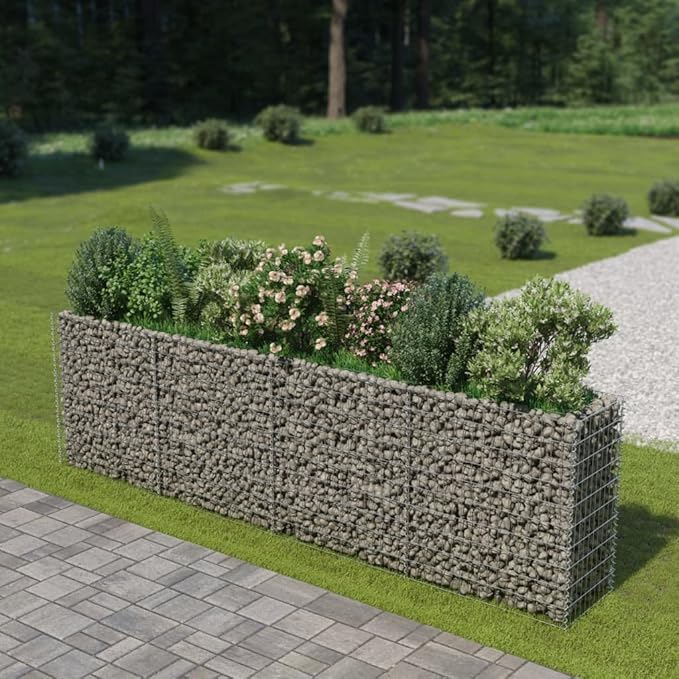 Gabion Raised Bed Galvanized Steel 141.7"x19.7"x39.4",Raised Garden Bed,Outdoor Planters for Flower Herb Garden