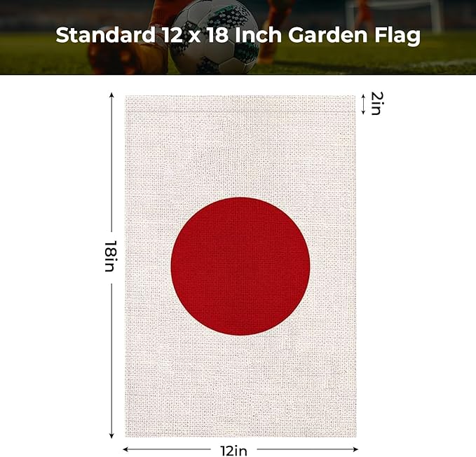 Japan Garden Flag 12 x 18 Inch, Japanese Yard Flag Double Sided Burlap Outdoor Decor for Porch, Lawn, Mailbox, National Celebrations