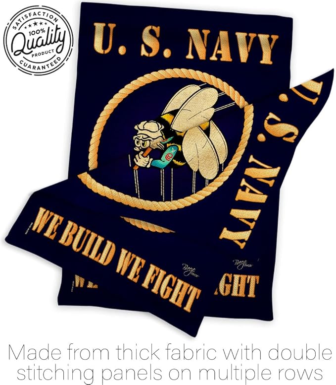 Sea Bees Burlap Garden Flag - Armed Forces Navy USN Seabee United State American Military Veteran Retire Official - House Decoration Banner Small Yard Gift Double-Sided Made In USA 13 X 18.5