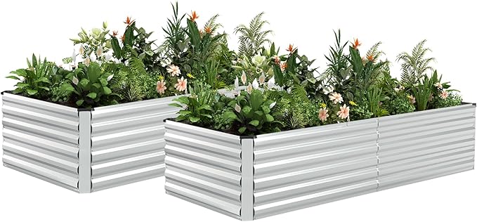 8x4x2 ft Outdoor Raised Garden Bed, Large Metal Planter Raised Beds, Planters for Outdoor Plants for Vegetables, Flowers, Herbs, Fruits, and Succulents.(2 Pcs)