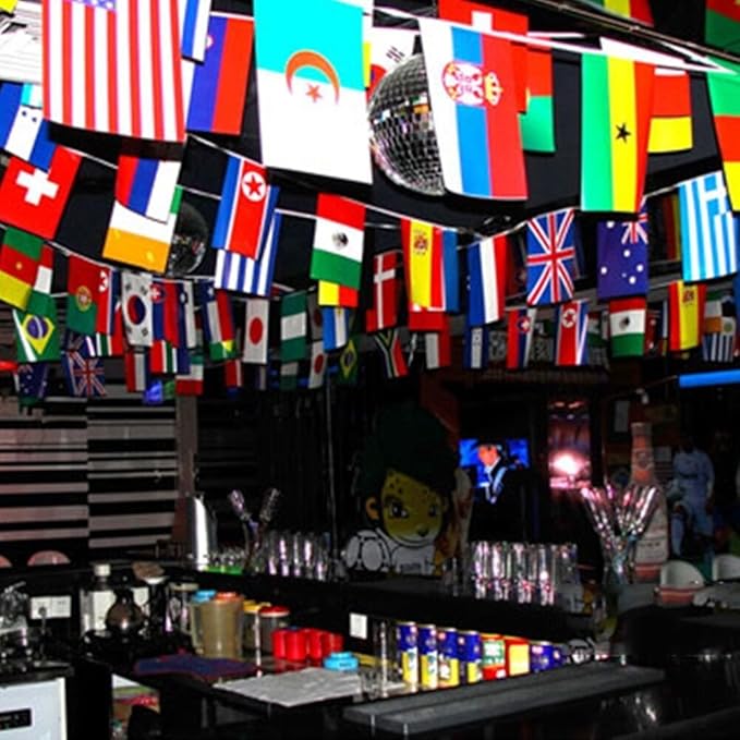 G2PLUS International Flags, 82 Feet 8.2'' x 5.5'' World Flags, 100 Countries Olympic Flag Pennant Banner for Bar, Party Decorations, Sports Clubs, Grand Opening, Festival Events Celebration