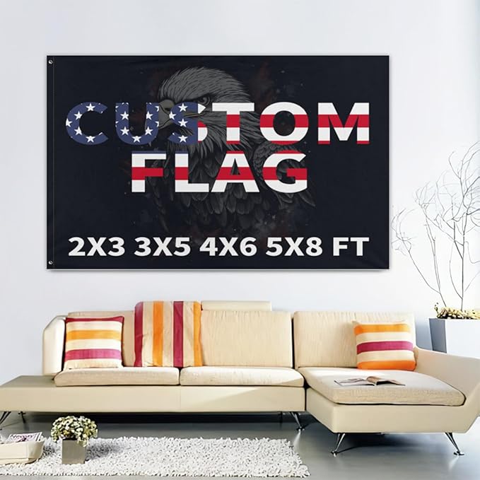 Custom Flag 3x5 Ft Double Sided for Outdoors - Design Your Logo/Photo/Picture/Text - Personalized Flags Room Wall Decoration - Customized Flags Gift for Outside Indoor