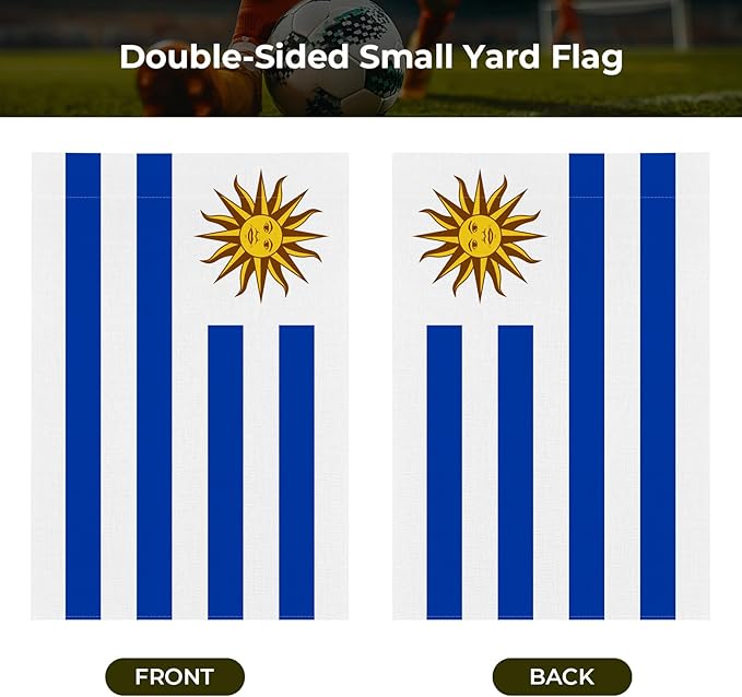 Uruguay Garden Flag 12 x 18 Inch, Uruguayan Yard Flag Double Sided Burlap Outdoor Decor for Porch, Lawn, Mailbox, National Celebrations