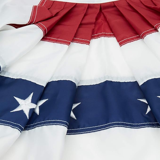 2 Pack American Pleated Fan Flag 4th of July Memorial Day Decorations for 250th Anniversary 3x6 Ft Patriotic Half Fan Bunting with Embroidered Stars Sewn Stripes Canvas Header and Brass Grommets