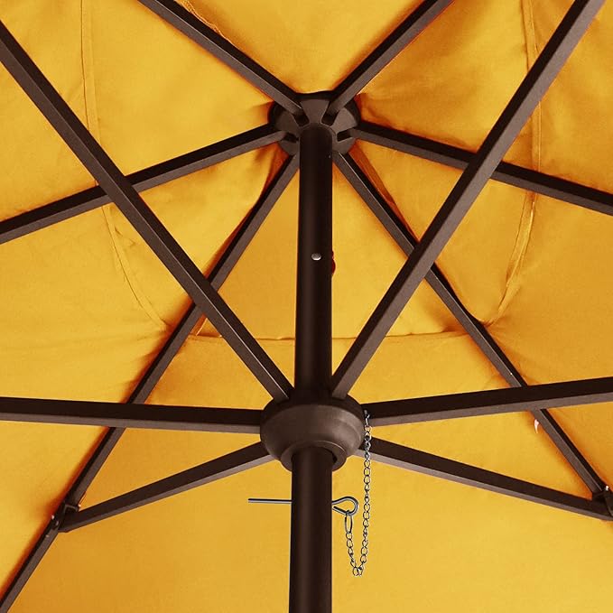 EliteShade USA 10-Year-Non-Fading 6.5x10Ft Rectangular Market Umbrella Patio Umbrella Outdoor Table Umbrella with Ventilation(Sunflower Yellow)