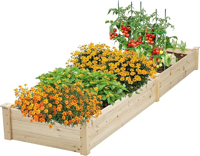 Incbruce 95x24x10 inch Wooden Elevated Raised Garden Bed Planter, Elevated Planting Bed Boxes Kit for Vegetable Flower Patio Outdoor, Natural