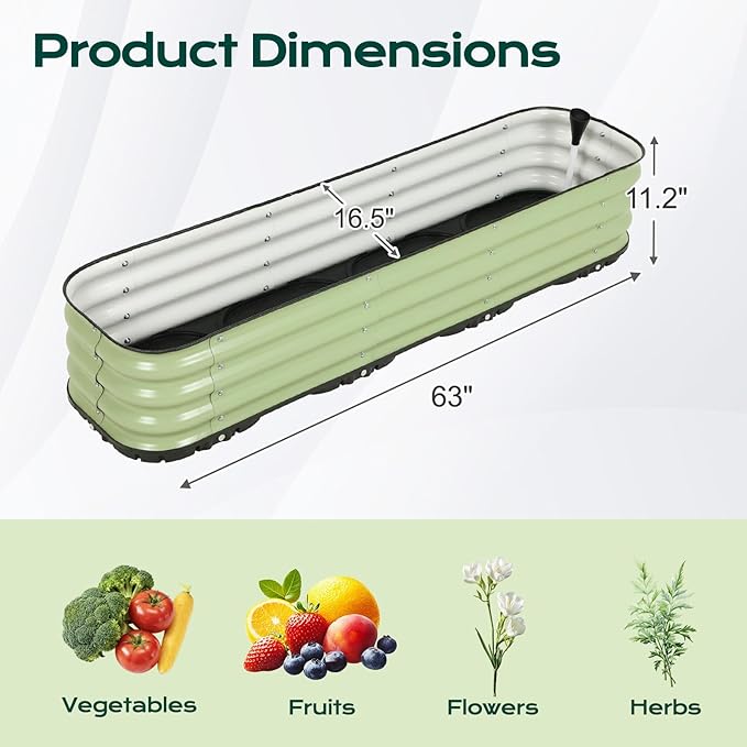COWVIE Galvanized Raised Garden Bed Kit with Self Watering System, Metal Outdoor Planter Garden Boxes with Drainage Plugs for Vegetables, Herbs, Flowers