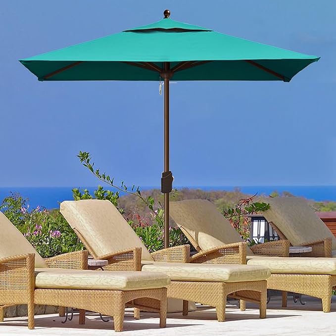 EliteShade USA 10-Year-Non-Fading 6x6Ft Square Market Umbrella Patio Outdoor Table Umbrella with Ventilation, Teal