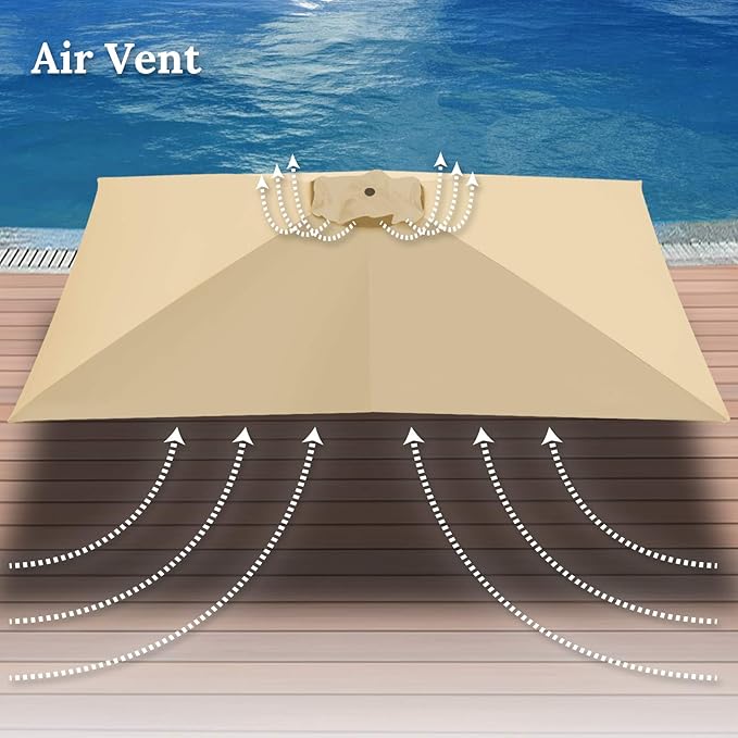 BenefitUSA Top Cover Replacement Umbrella Canopy for 10ft x 6.5 ft 6 ribs Patio Umbrella Outdoor Market (Canopy Only)