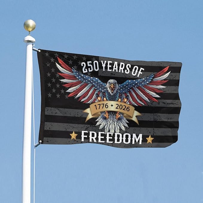 250 Years America Flag – 3x5 FT US 250th Anniversary Flags 1776-2026 Merchandise Banner – 250 Anniversary USA Flag with Grommets – Outdoor Patriotic Yard Decor
