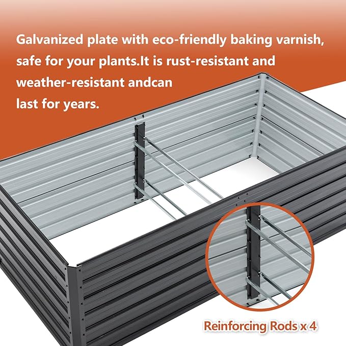Anwick 6x3x2 FT Galvanized Raised Garden Bed Kits - Garden Planters for Outside, Rectangular Metal Planters Box, Deep Root Planters for Outdoor Plants Vegetables Flowers (6x3x2FT)