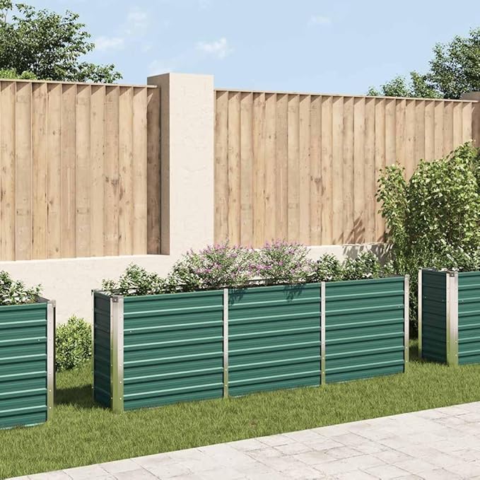 Herb Garden Tomato s Boxes Garden Raised Bed Galvanized Steel 94.5"x15.7"x30.3" Greenfor Patio Balcony backyards