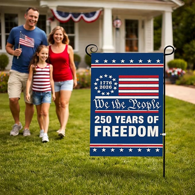 250th Anniversary USA Garden Flag for Outside 1776-2026 Patriotic American Flag Double-Sided Waterproof Yard Flag 12x18 Inch 4th of July Decorations USA 250th Anniversary Merchandise 2